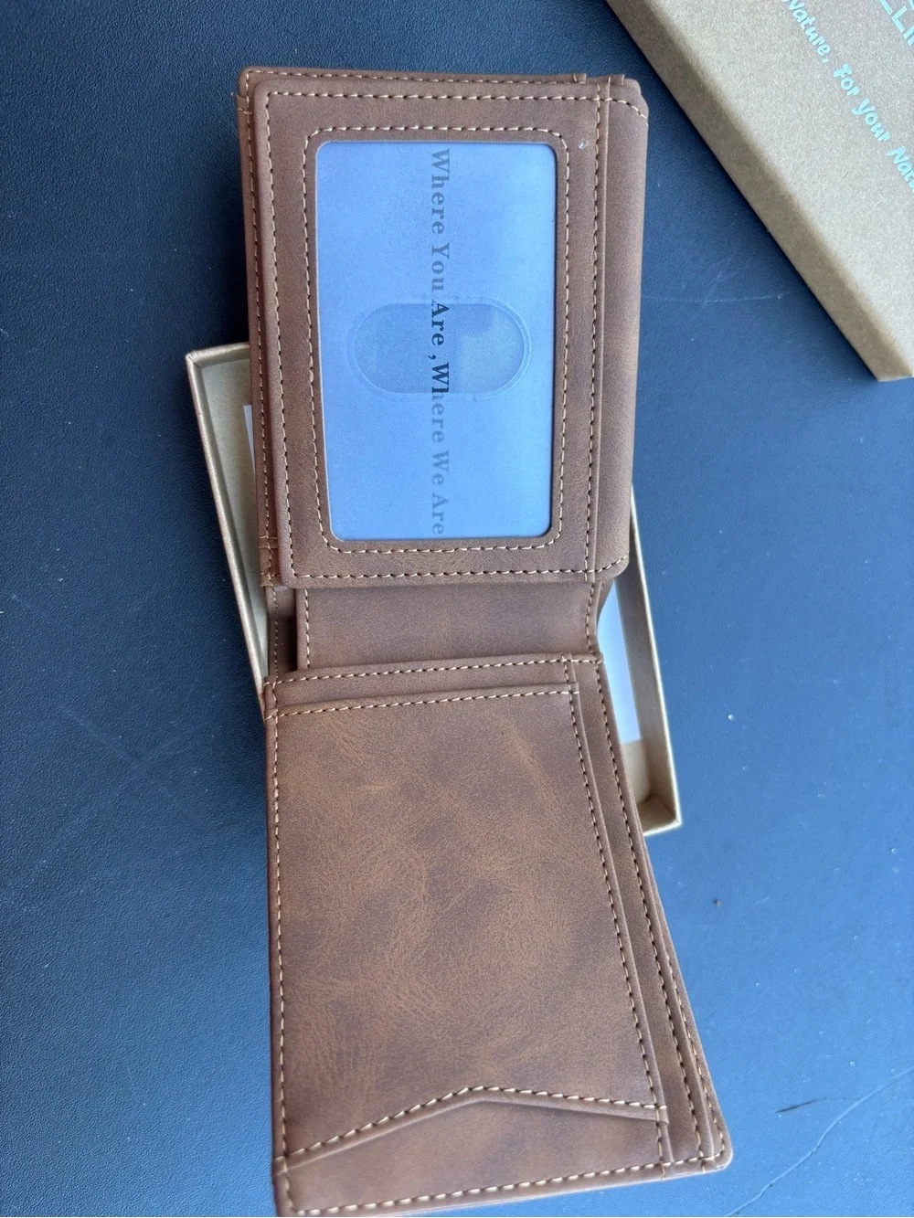 Brown Leather Card & Key Holder with Pull-Tab Access